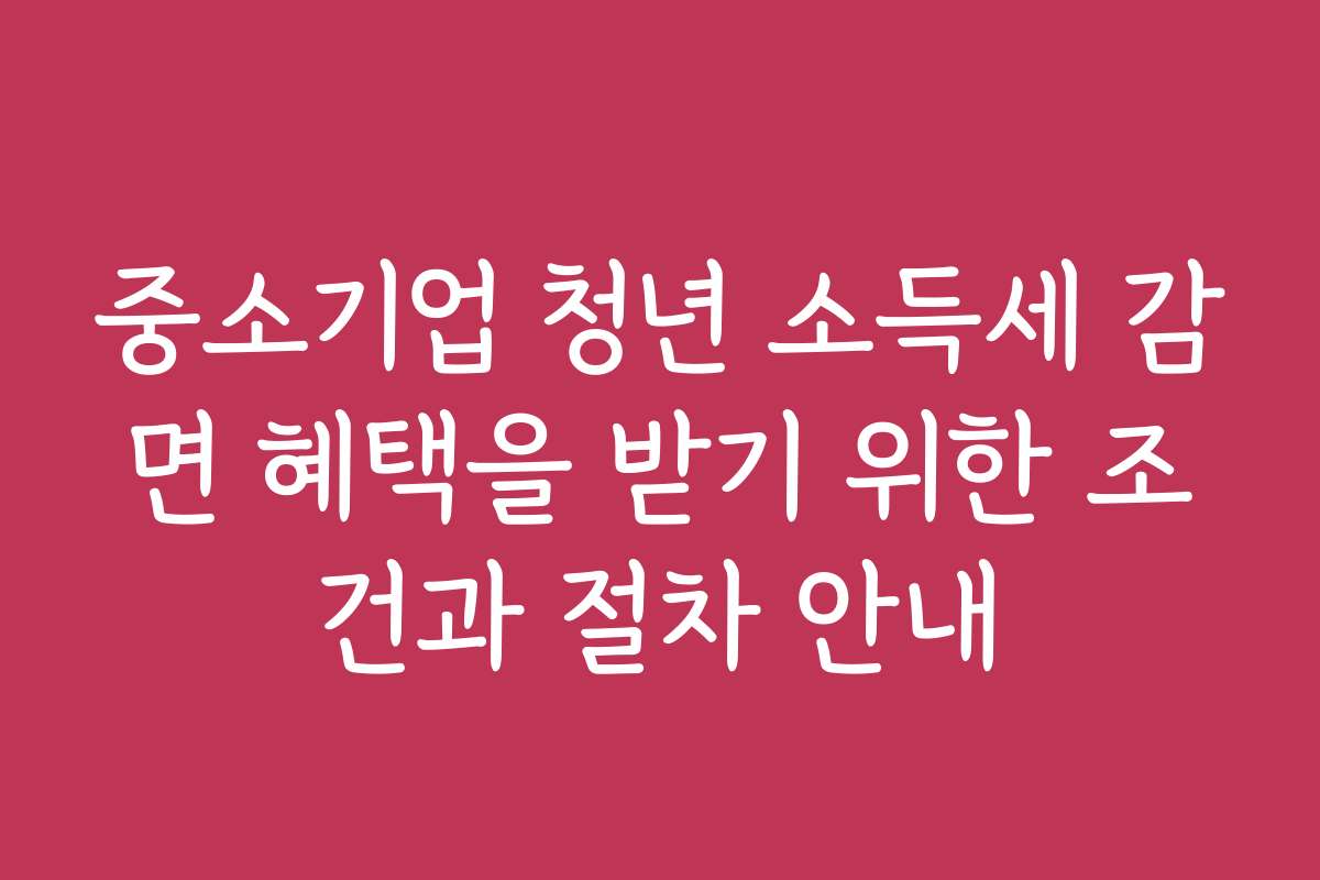 중소기업 청년 소득세 감면 혜택을 받기 위한 조건과 절차 안내