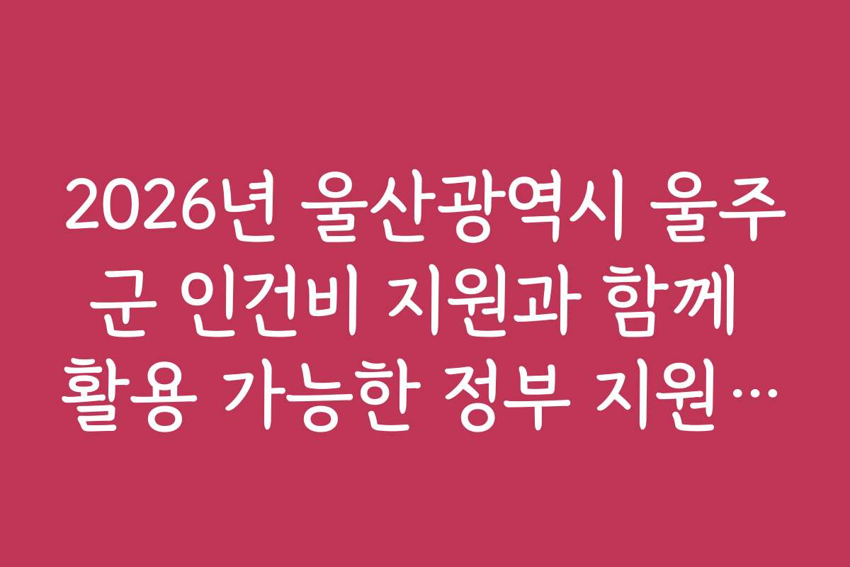 2026년 울산광역시 울주군 인건비 지원과 함께 활용 가능한 정부 지원 프로그램 정보