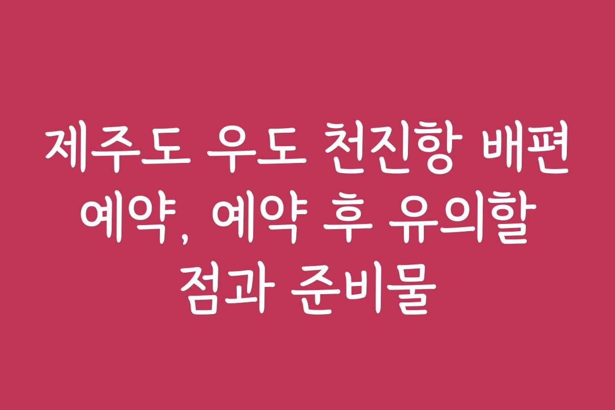 제주도 우도 천진항 배편 예약, 예약 후 유의할 점과 준비물