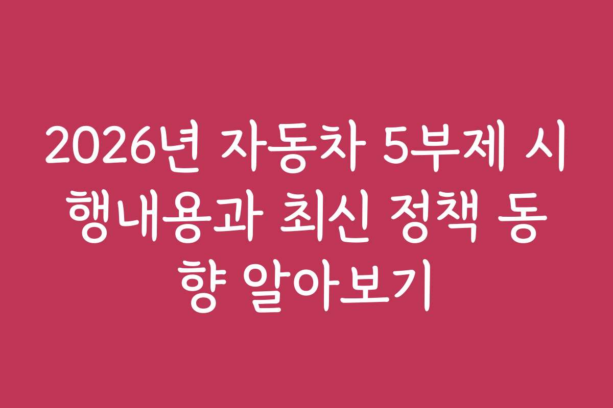 2026년 자동차 5부제 시행내용과 최신 정책 동향 알아보기