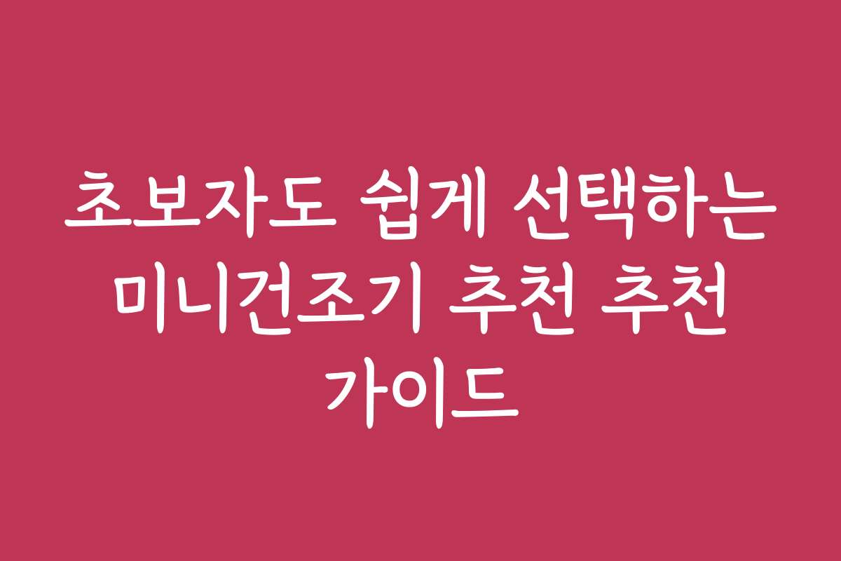 초보자도 쉽게 선택하는 미니건조기 추천 추천 가이드