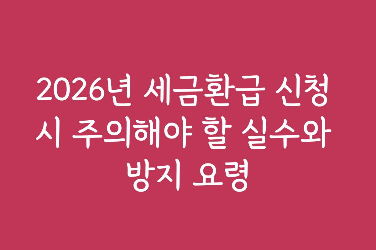 2026년 세금환급 신청 시 주의해야 할 실수와 방지 요령