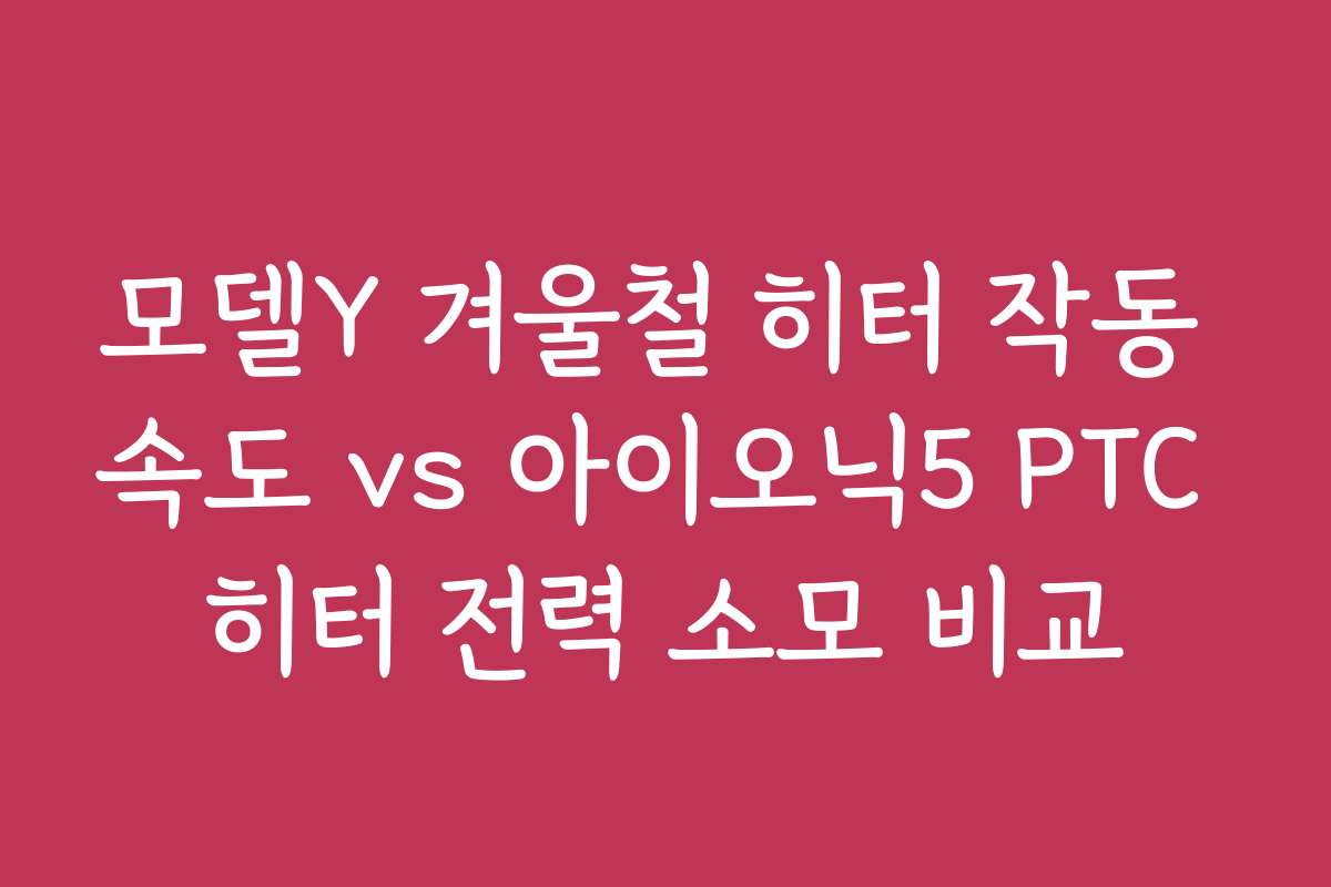 모델Y 겨울철 히터 작동 속도 vs 아이오닉5 PTC 히터 전력 소모 비교