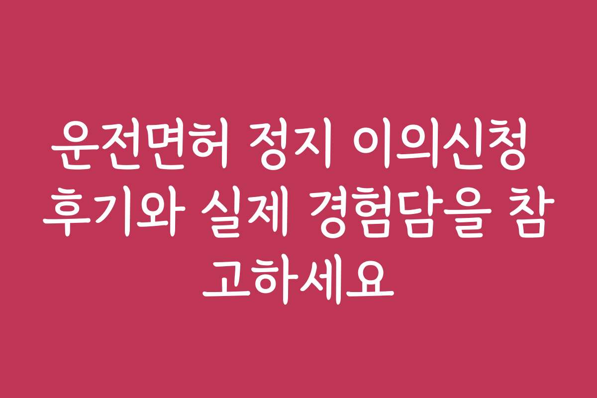 운전면허 정지 이의신청 후기와 실제 경험담을 참고하세요