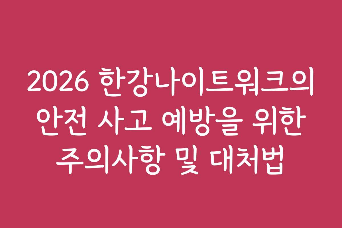 2026 한강나이트워크의 안전 사고 예방을 위한 주의사항 및 대처법