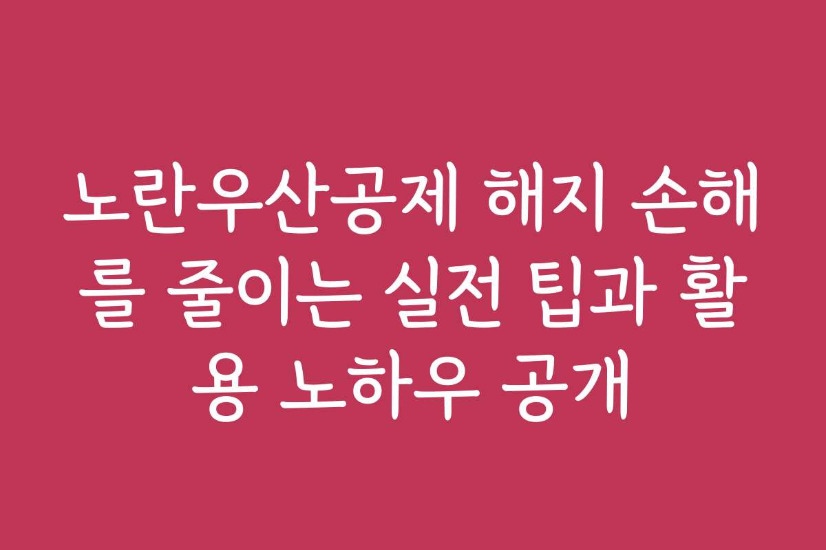 노란우산공제 해지 손해를 줄이는 실전 팁과 활용 노하우 공개