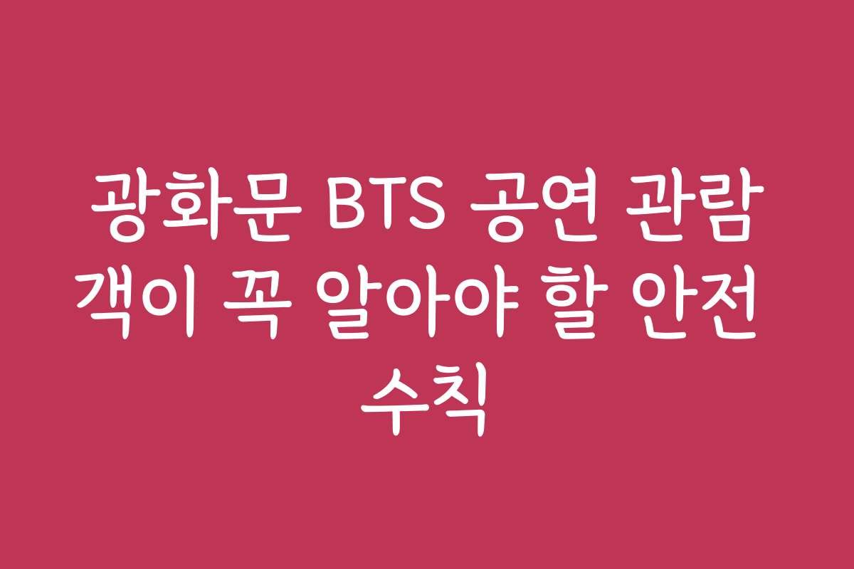 광화문 BTS 공연 관람객이 꼭 알아야 할 안전 수칙