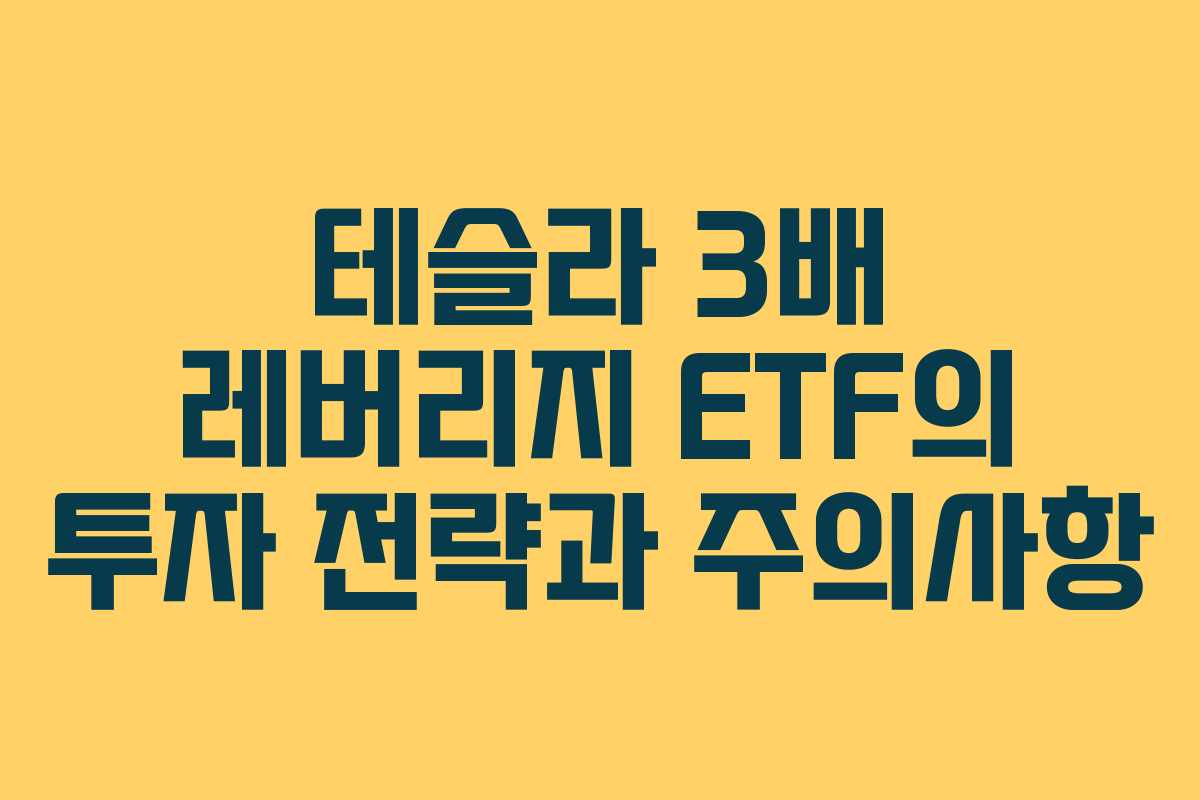 테슬라 3배 레버리지 ETF의 투자 전략과 주의사항