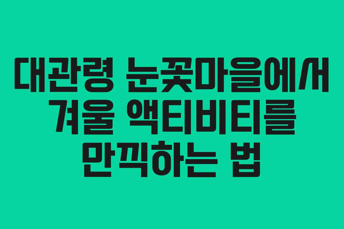 대관령 눈꽃마을에서 겨울 액티비티를 만끽하는 법
