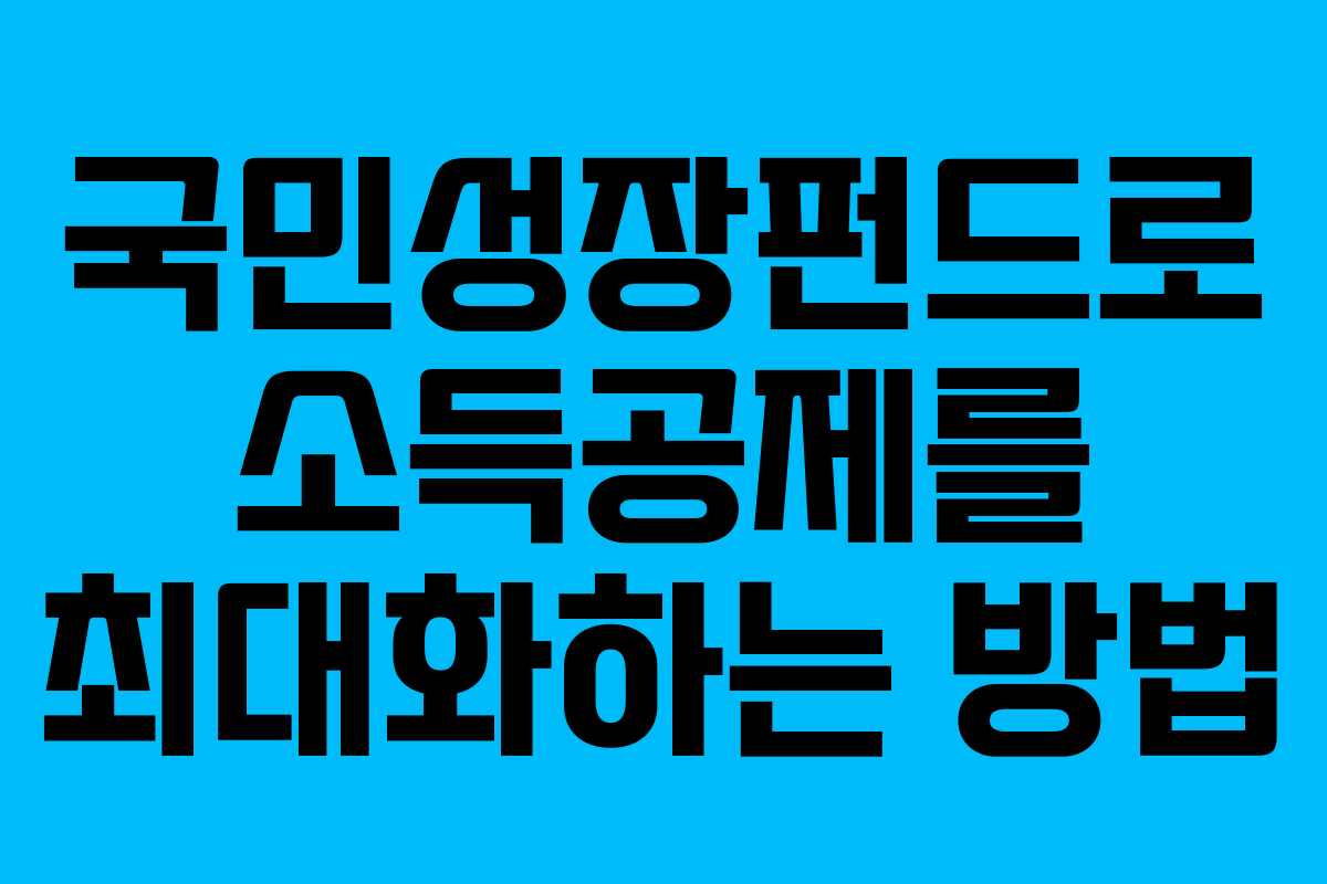 국민성장펀드로 소득공제를 최대화하는 방법