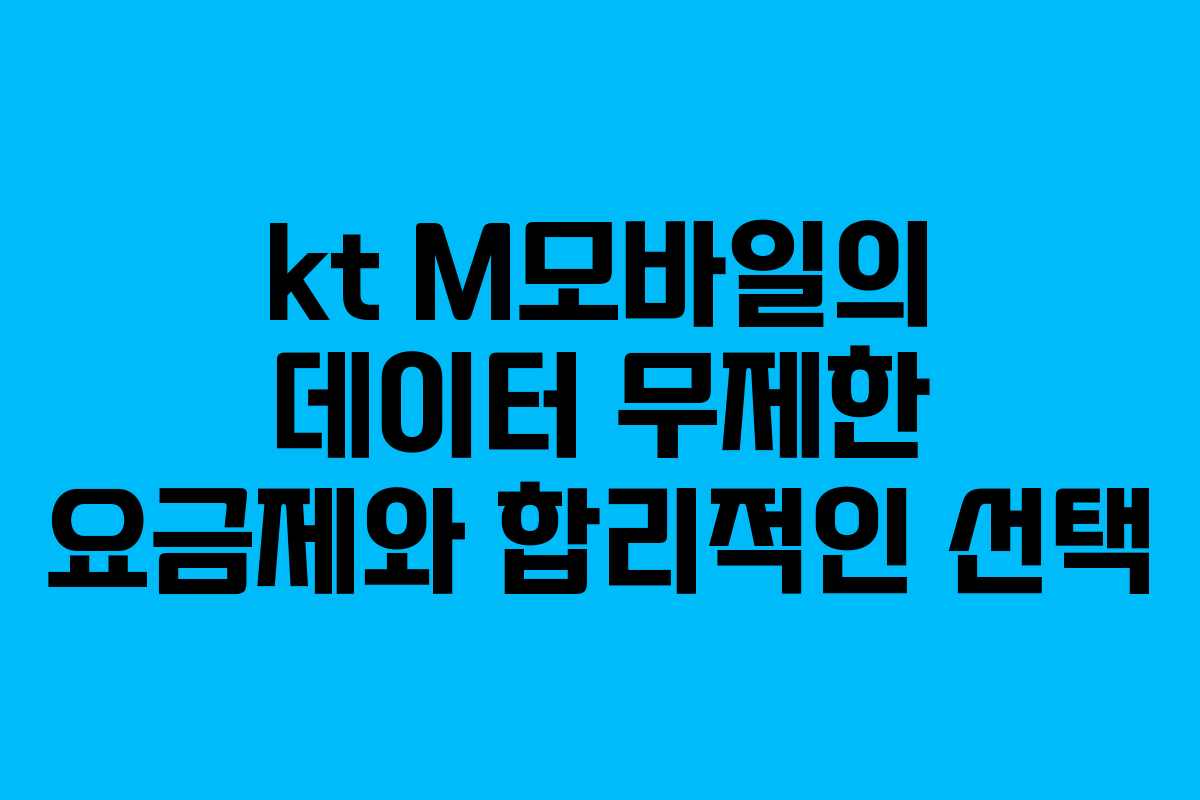 kt M모바일의 데이터 무제한 요금제와 합리적인 선택