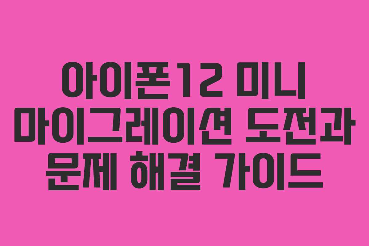 아이폰12 미니 마이그레이션 도전과 문제 해결 가이드