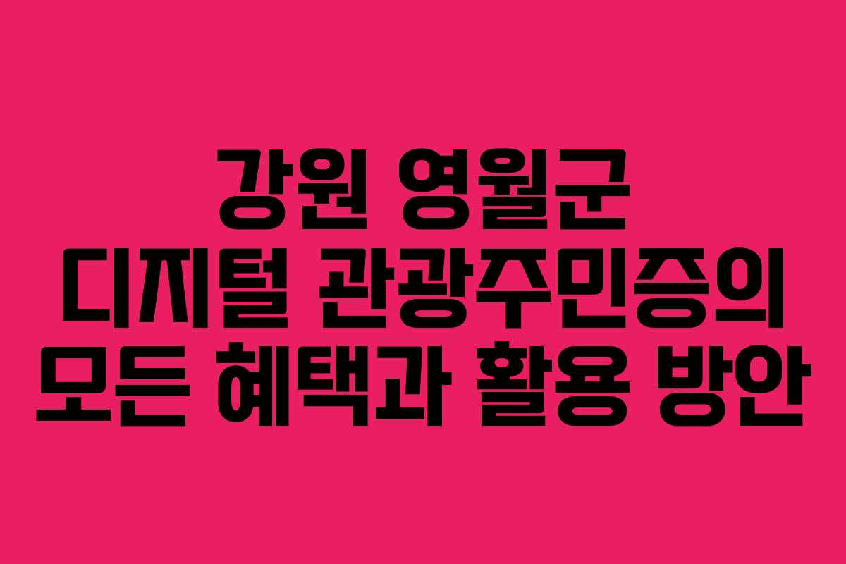강원 영월군 디지털 관광주민증의 모든 혜택과 활용 방안