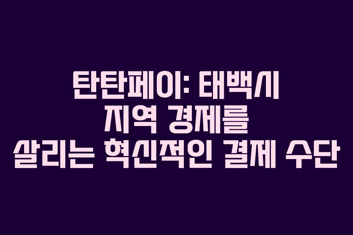 탄탄페이: 태백시 지역 경제를 살리는 혁신적인 결제 수단