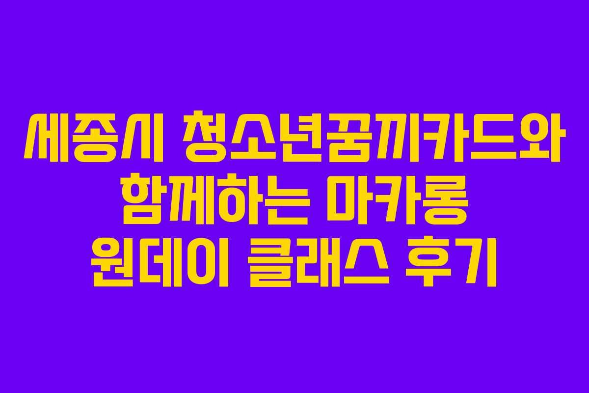 세종시 청소년꿈끼카드와 함께하는 마카롱 원데이 클래스 후기