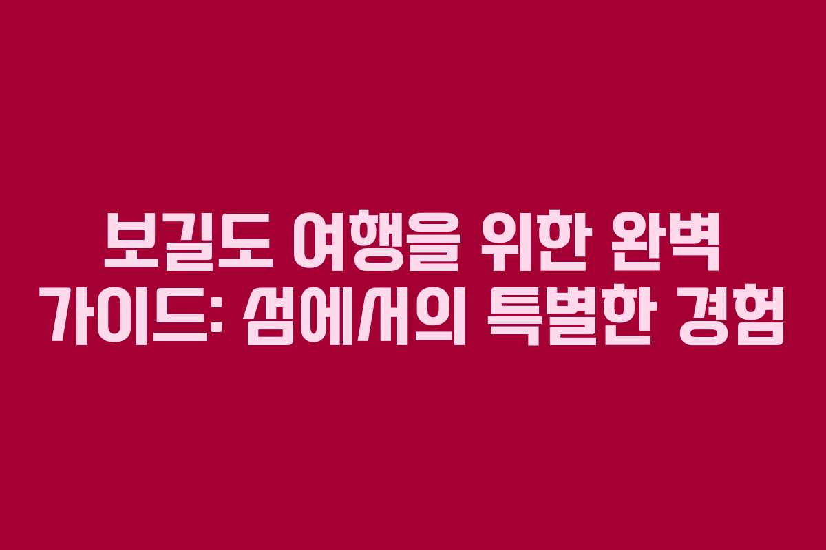 보길도 여행을 위한 완벽 가이드: 섬에서의 특별한 경험