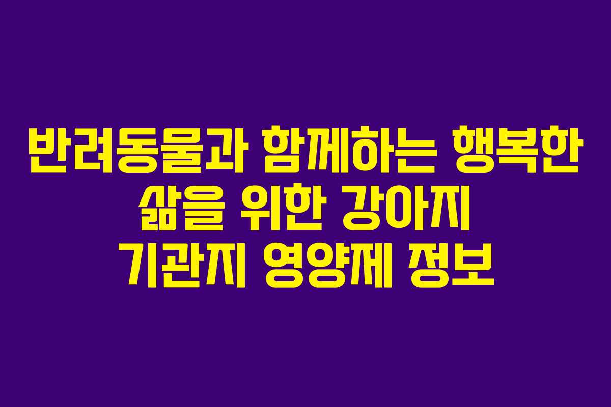 반려동물과 함께하는 행복한 삶을 위한 강아지 기관지 영양제 정보