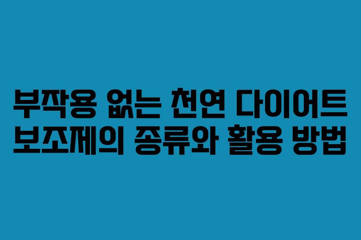 부작용 없는 천연 다이어트 보조제의 종류와 활용 방법