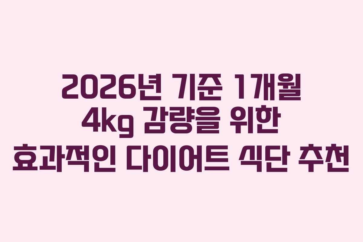 2026년 기준 1개월 4kg 감량을 위한 효과적인 다이어트 식단 추천