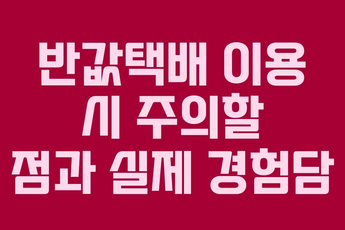 반값택배 이용 시 주의할 점과 실제 경험담