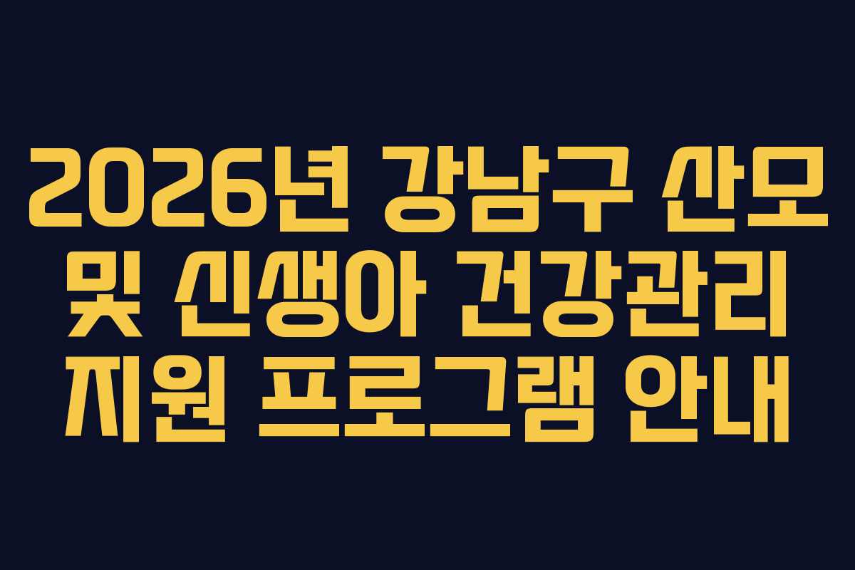 2026년 강남구 산모 및 신생아 건강관리 지원 프로그램 안내