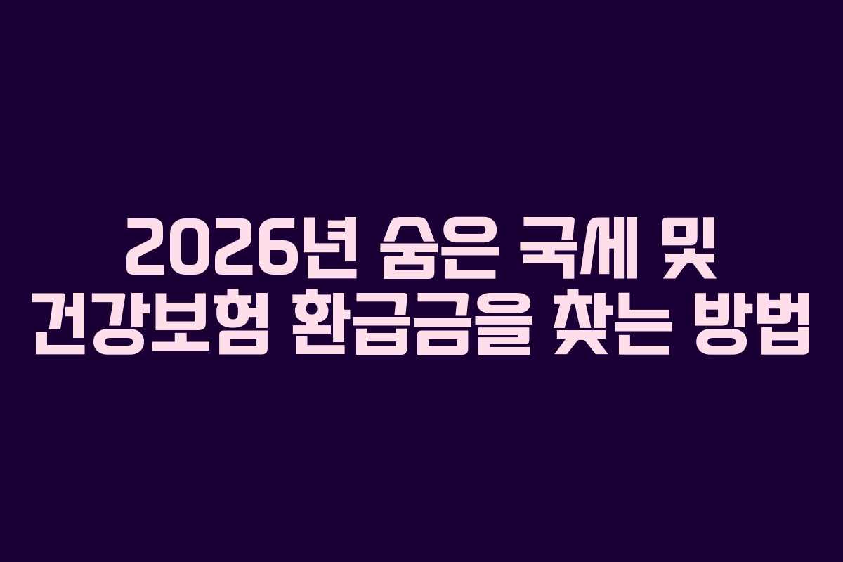 2026년 숨은 국세 및 건강보험 환급금을 찾는 방법