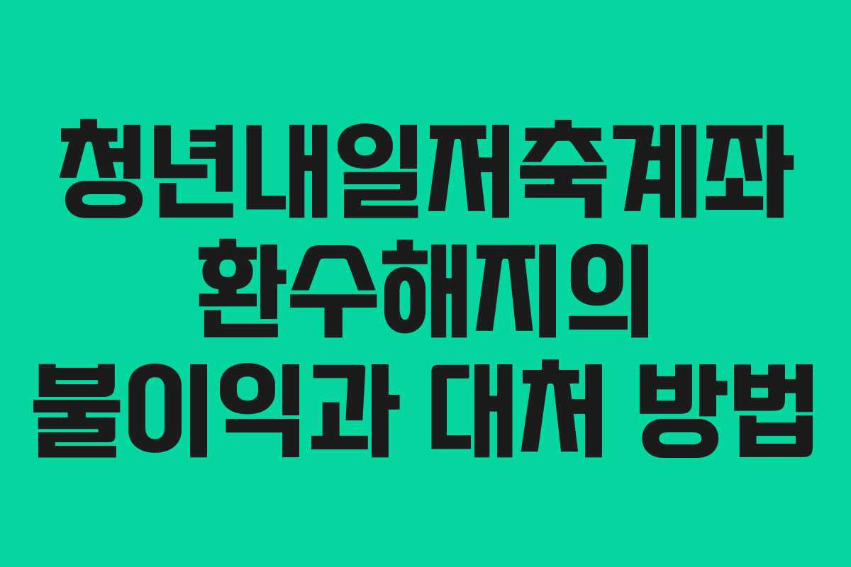 청년내일저축계좌 환수해지의 불이익과 대처 방법