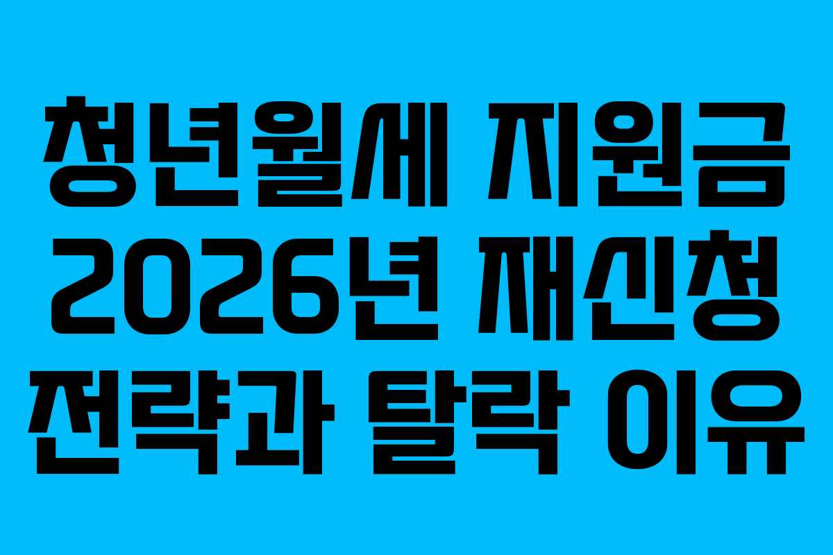 청년월세 지원금 2026년 재신청 전략과 탈락 이유