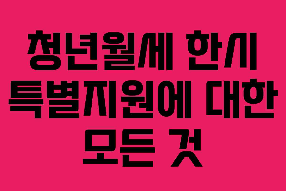 청년월세 한시 특별지원에 대한 모든 것