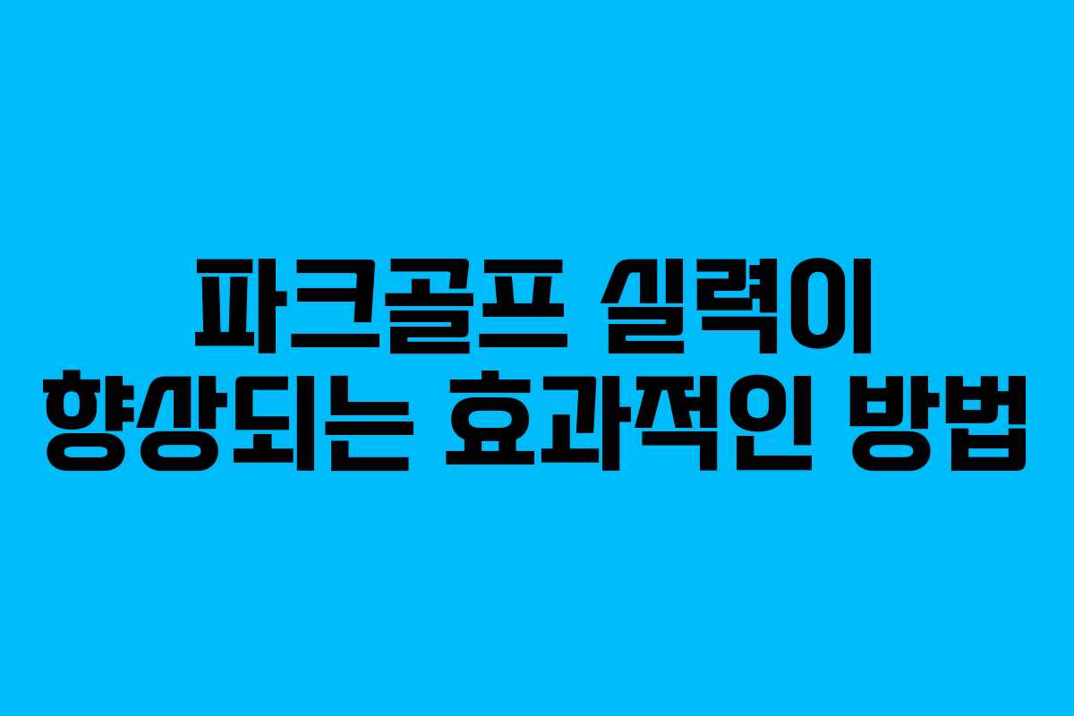 파크골프 실력이 향상되는 효과적인 방법