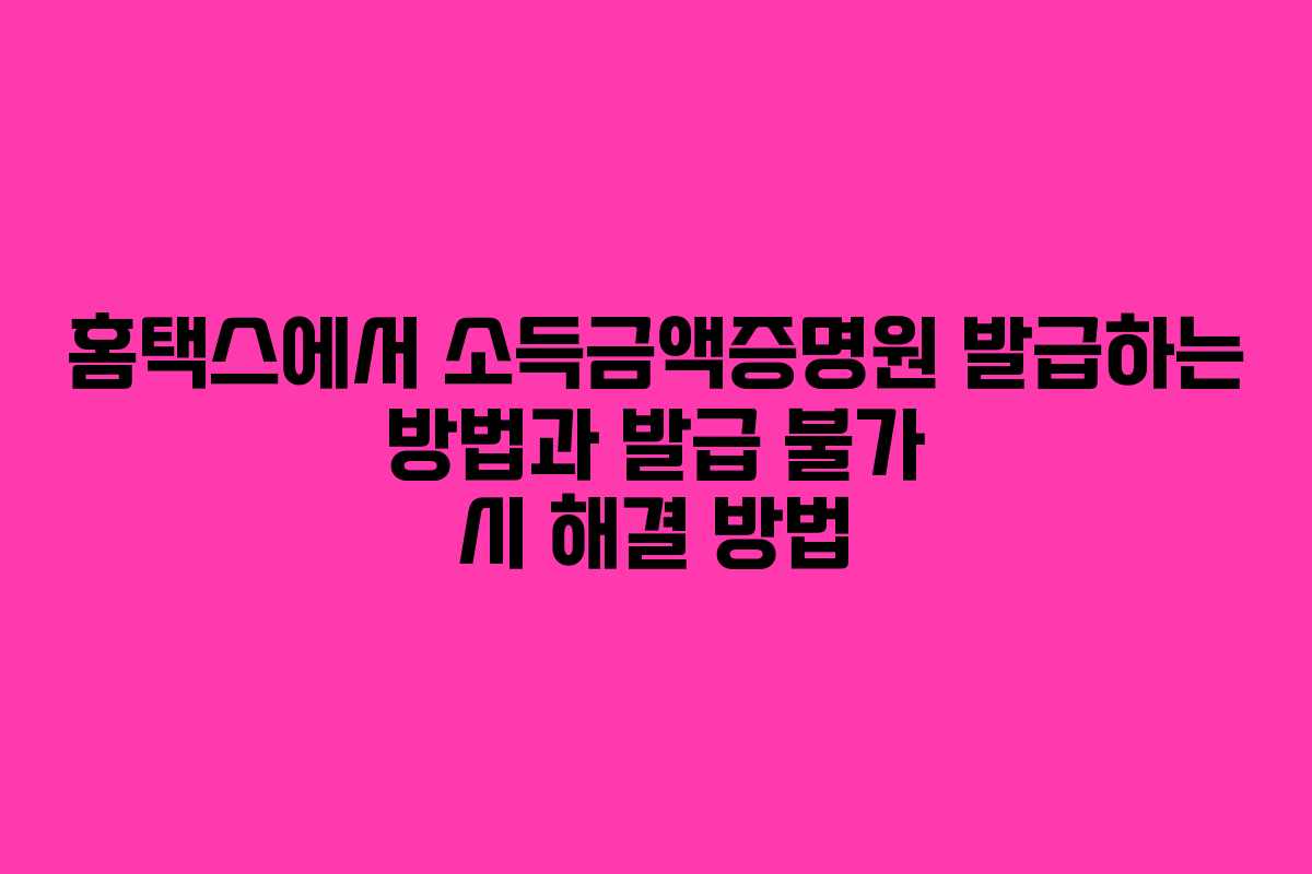 홈택스에서 소득금액증명원 발급하는 방법과 발급 불가 시 해결 방법
