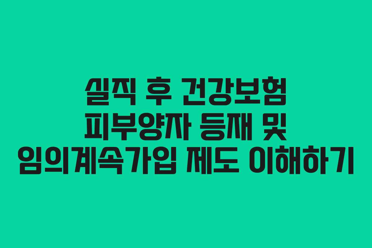 실직 후 건강보험 피부양자 등재 및 임의계속가입 제도 이해하기