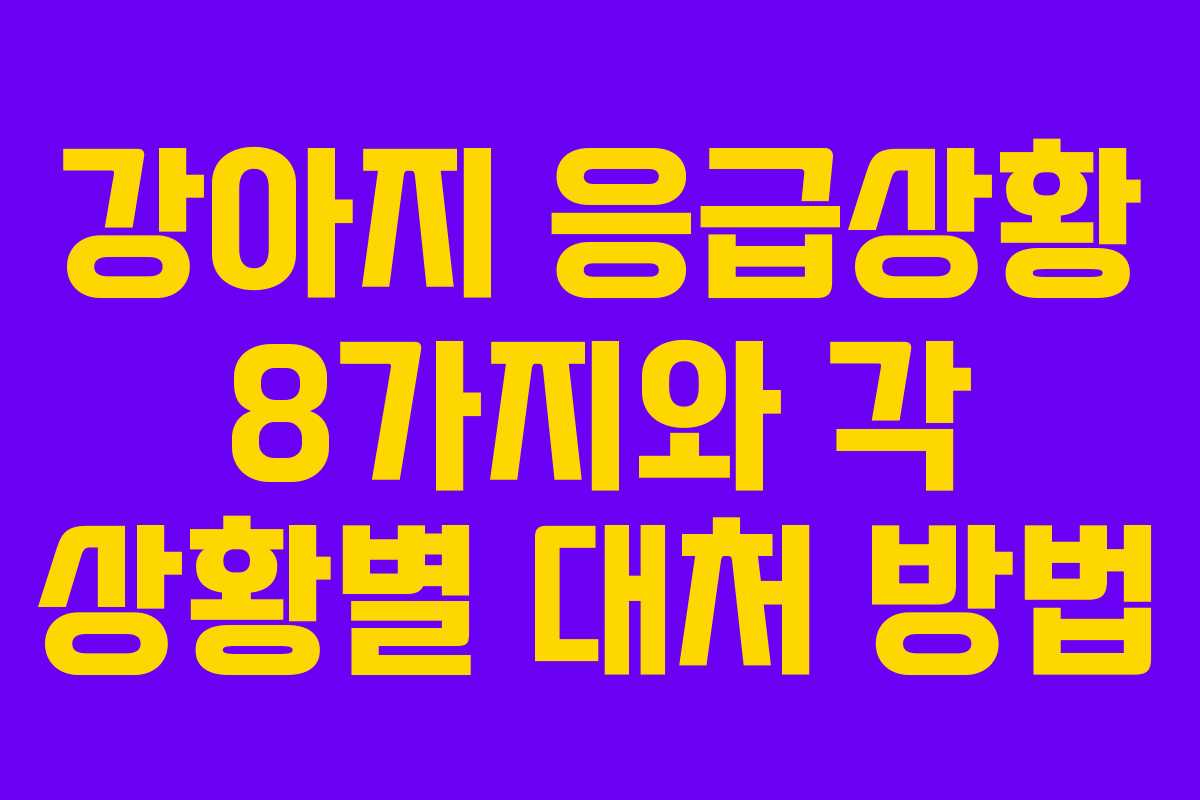 강아지 응급상황 8가지와 각 상황별 대처 방법