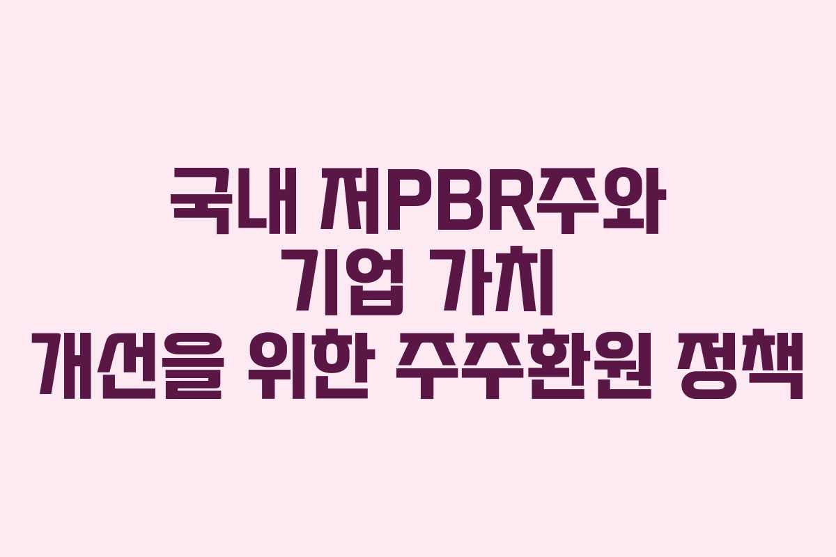 국내 저PBR주와 기업 가치 개선을 위한 주주환원 정책