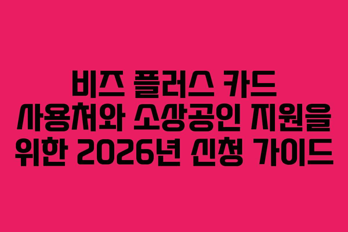 비즈 플러스 카드 사용처와 소상공인 지원을 위한 2026년 신청 가이드