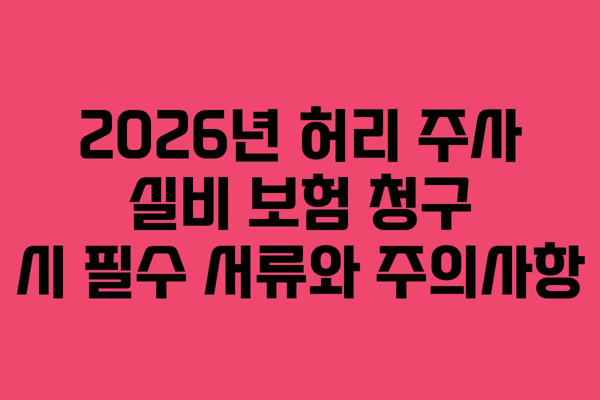 2026년 허리 주사 실비 보험 청구 시 필수 서류와 주의사항