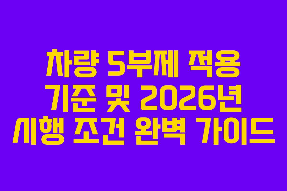 차량 5부제 적용 기준 및 2026년 시행 조건 완벽 가이드