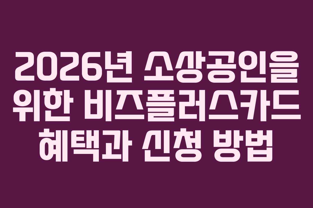 2026년 소상공인을 위한 비즈플러스카드 혜택과 신청 방법
