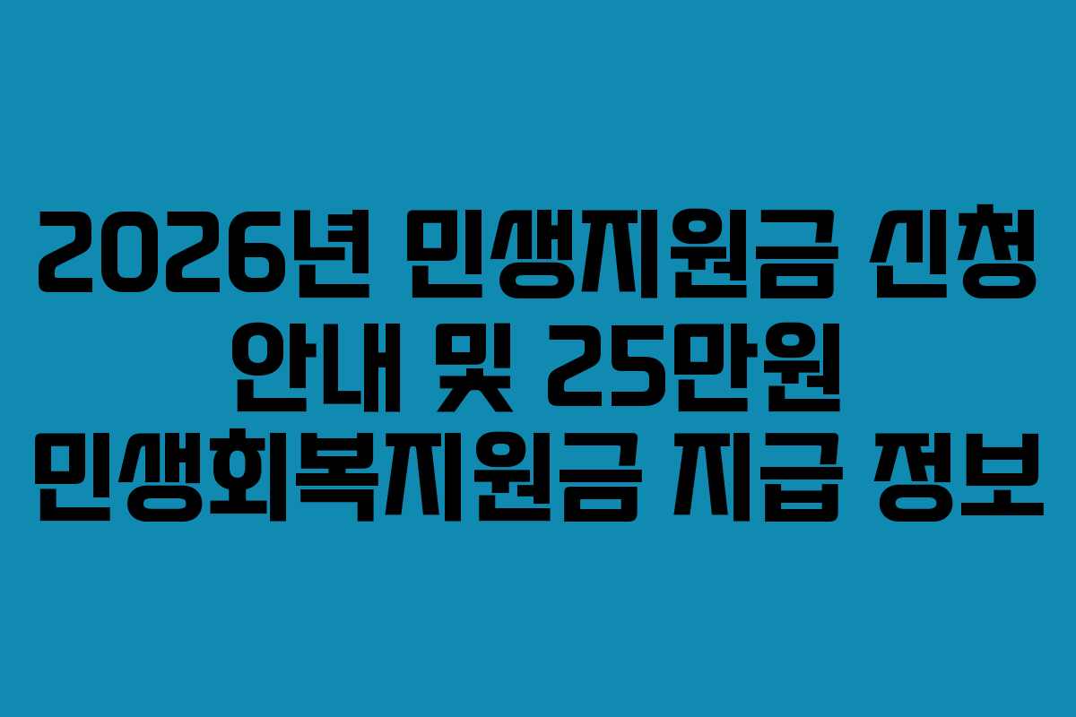 2026년 민생지원금 신청 안내 및 25만원 민생회복지원금 지급 정보