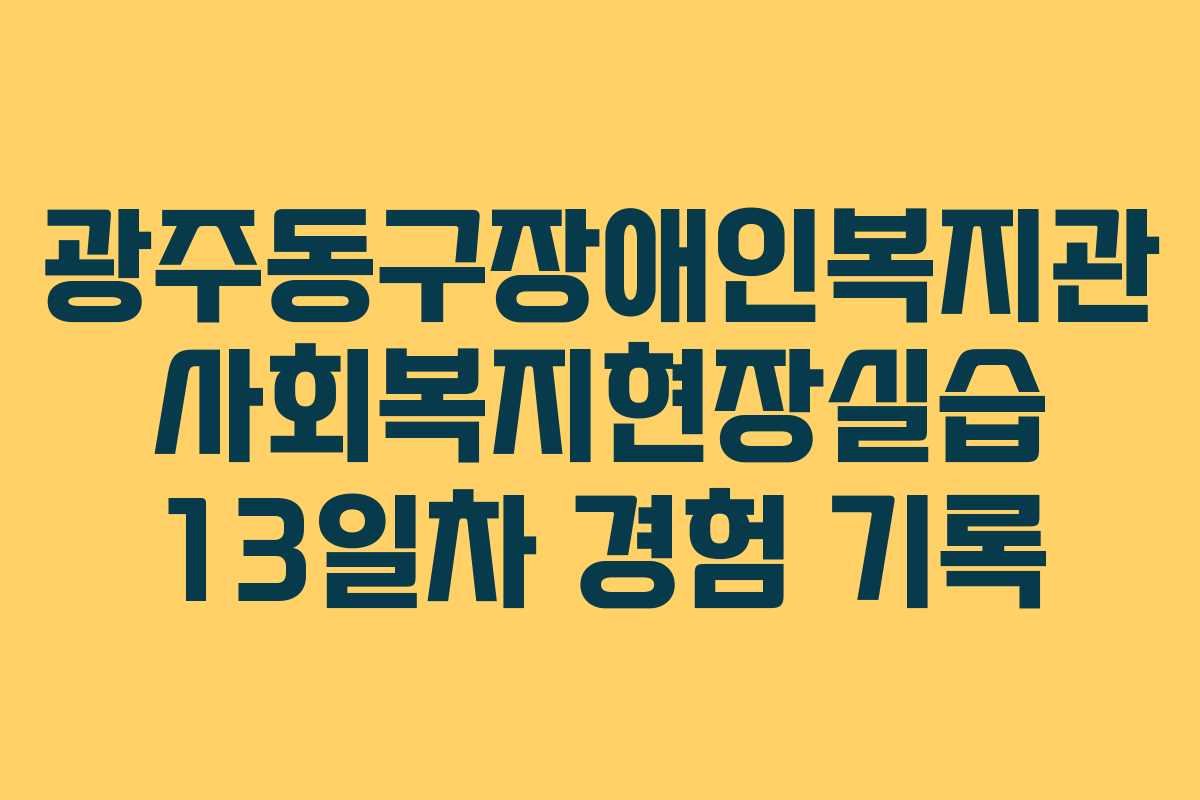 광주동구장애인복지관 사회복지현장실습 13일차 경험 기록