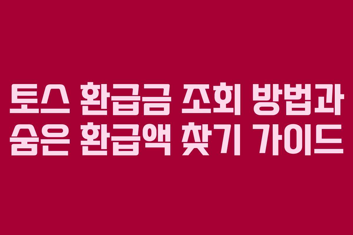 토스 환급금 조회 방법과 숨은 환급액 찾기 가이드