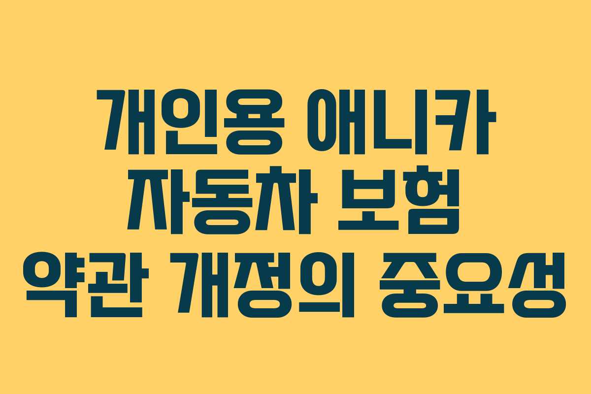 개인용 애니카 자동차 보험 약관 개정의 중요성