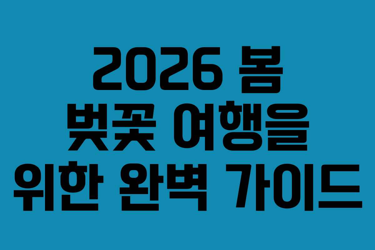 2026 봄 벚꽃 여행을 위한 완벽 가이드