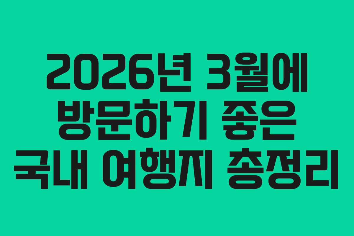 2026년 3월에 방문하기 좋은 국내 여행지 총정리