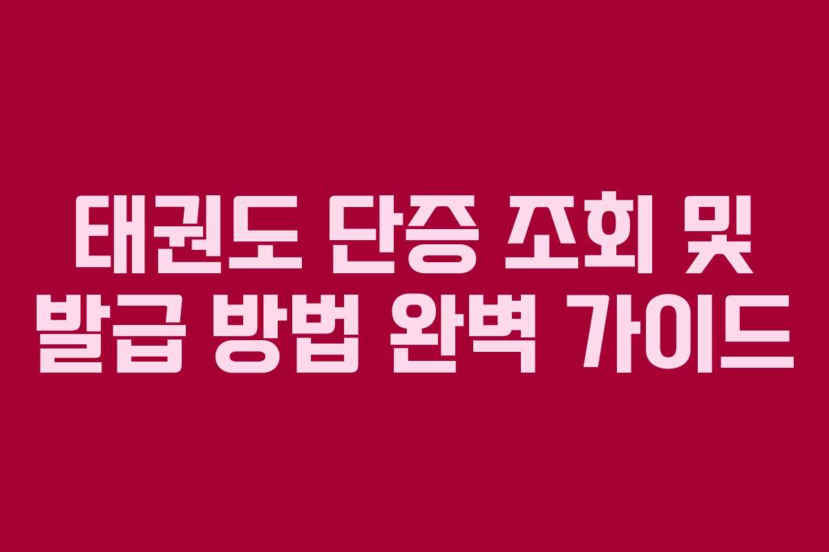 태권도 단증 조회 및 발급 방법 완벽 가이드