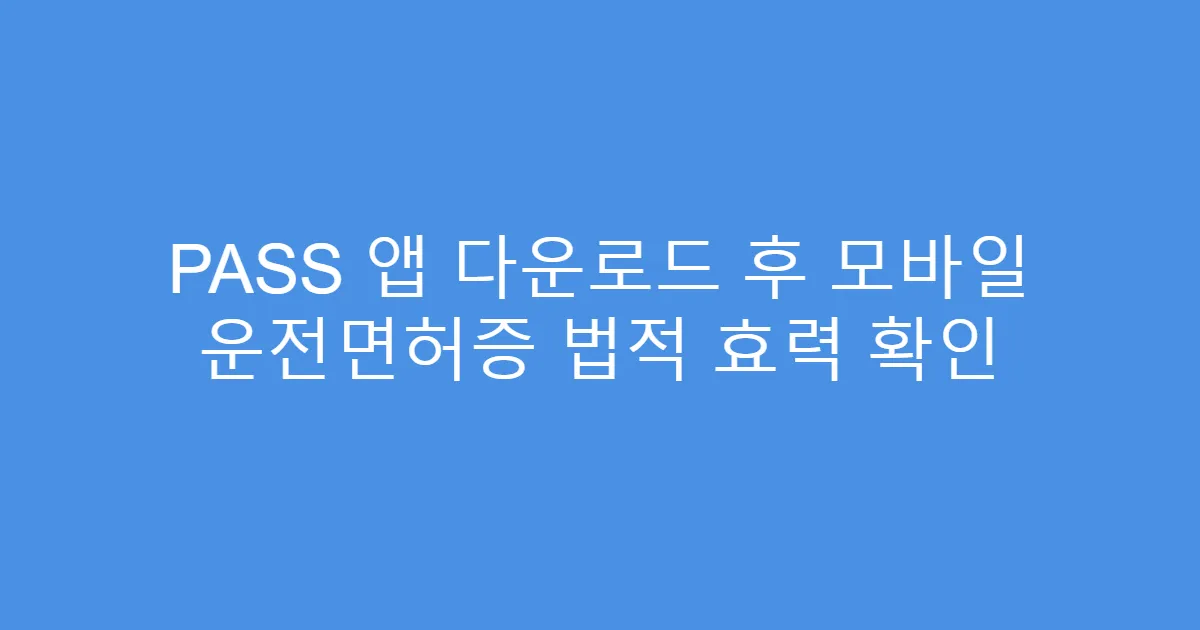 PASS 앱 다운로드 후 모바일 운전면허증 법적 효력 확인
