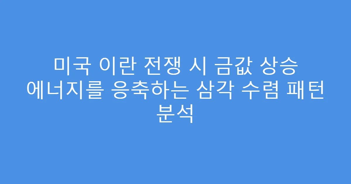 미국 이란 전쟁 시 금값 상승 에너지를 응축하는 삼각 수렴 패턴 분석