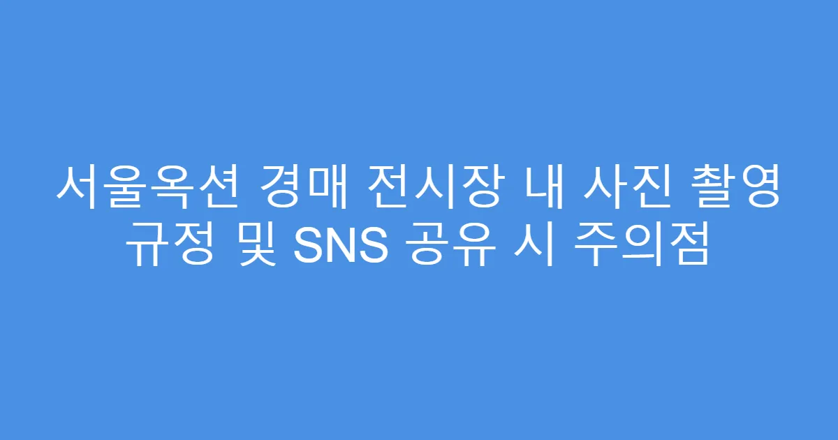 서울옥션 경매 전시장 내 사진 촬영 규정 및 SNS 공유 시 주의점