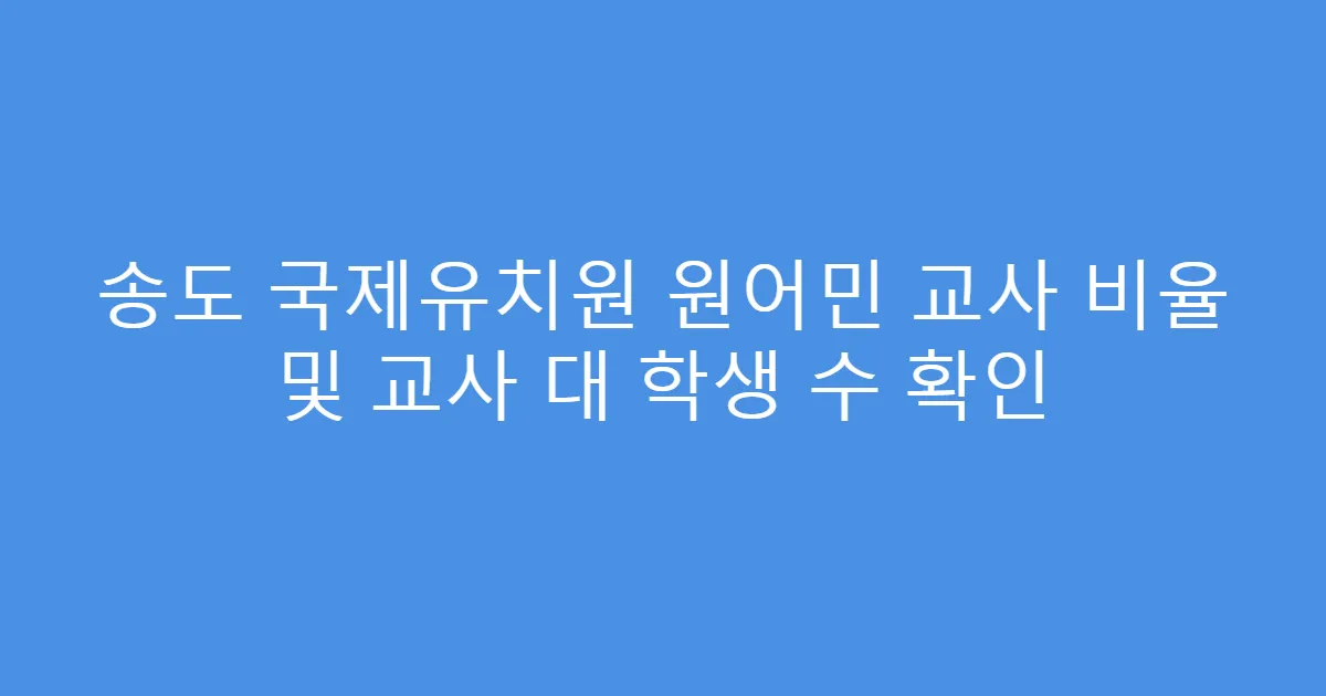 송도 국제유치원 원어민 교사 비율 및 교사 대 학생 수 확인