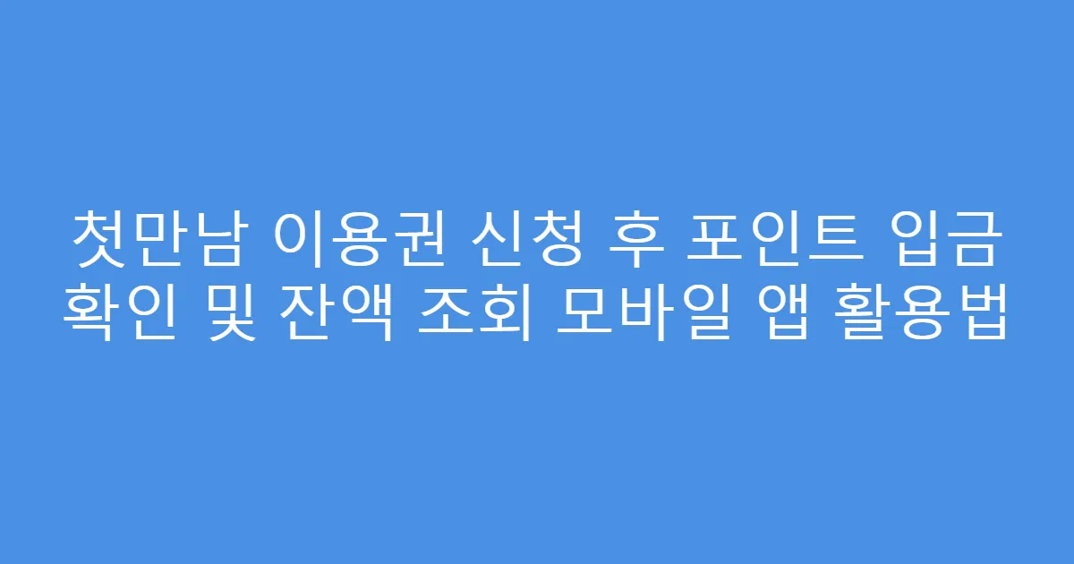 첫만남 이용권 신청 후 포인트 입금 확인 및 잔액 조회 모바일 앱 활용법